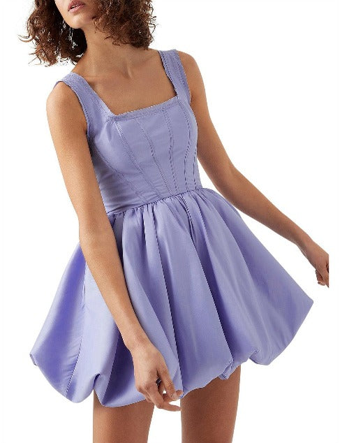 Suzette Bubble Mini Dress | Cool Lavender