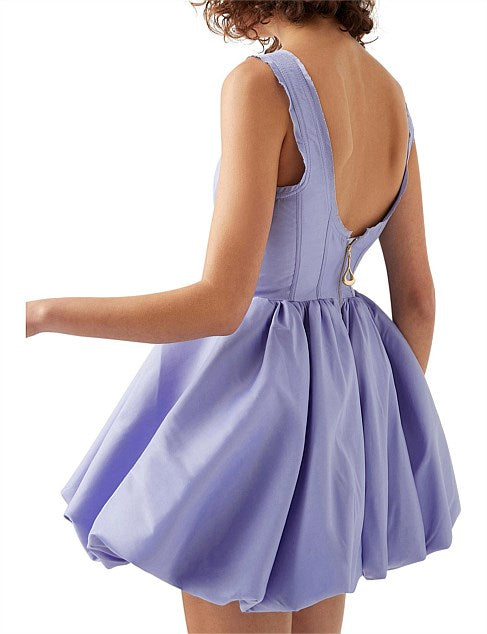 Suzette Bubble Mini Dress | Cool Lavender