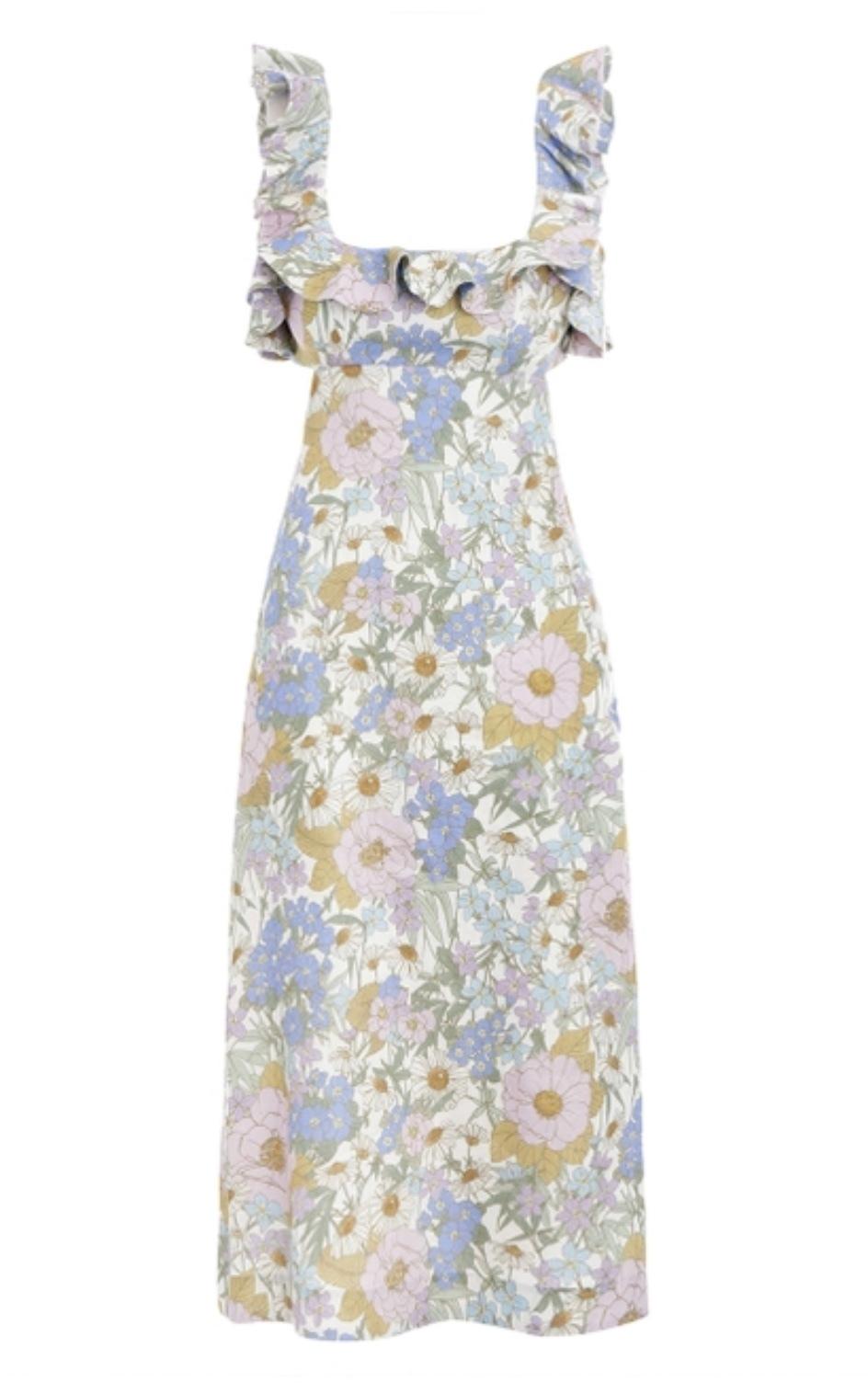Super Eight Frilled Midi Dress | Floral Print dresshireaustralia Super Eight Frilled Midi Dress | Floral Print dresshireaustralia