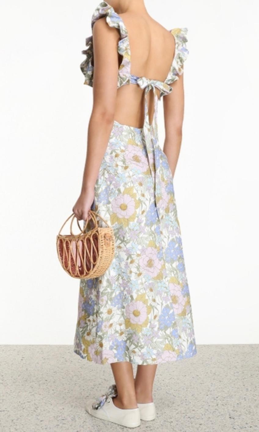 Super Eight Frilled Midi Dress | Floral Print dresshireaustralia Super Eight Frilled Midi Dress | Floral Print dresshireaustralia