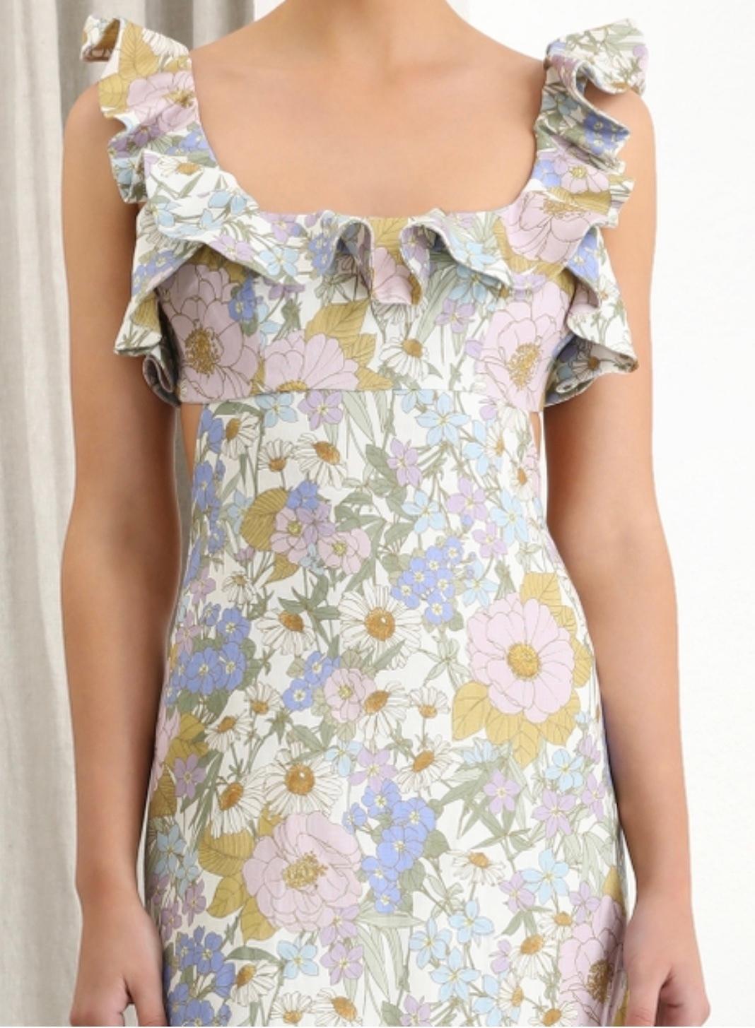 Super Eight Frilled Midi Dress | Floral Print dresshireaustralia Super Eight Frilled Midi Dress | Floral Print dresshireaustralia
