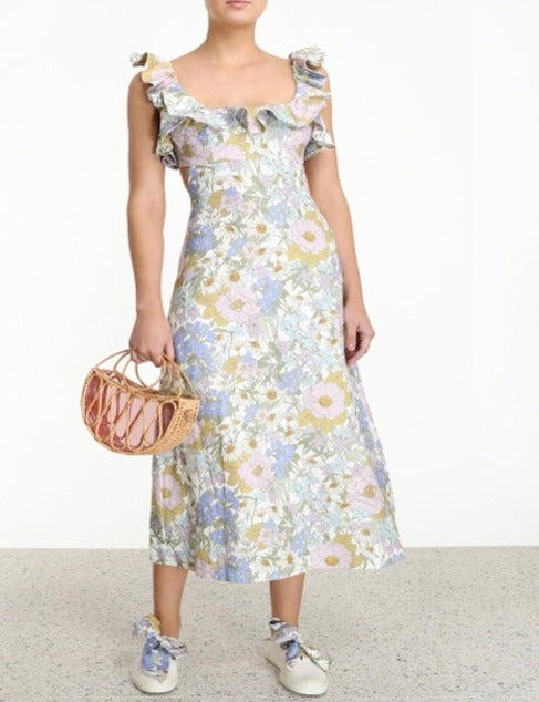 Super Eight Frilled Midi Dress | Floral Print