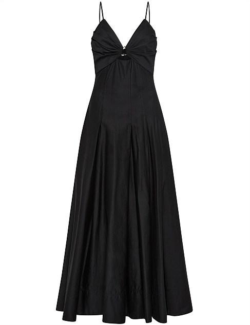 Solstice Strappy Ring Midi Dress | Black – dresshireaustralia