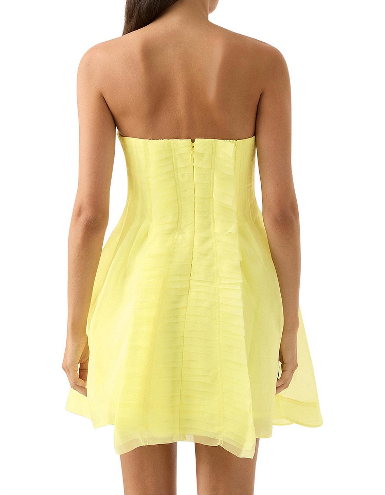 Astrid Strapless Mini Dress  Soft Lemon Yellow – dresshireaustralia