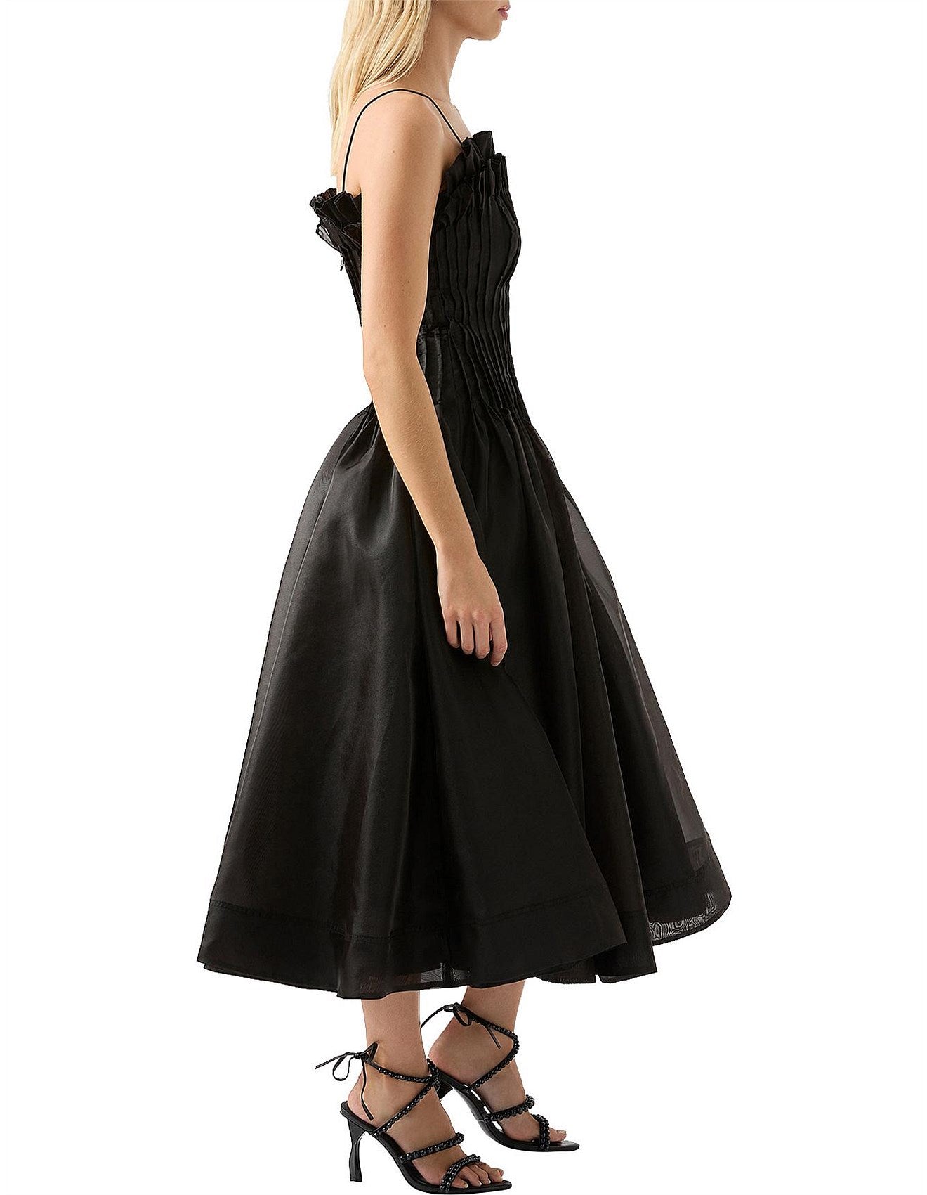 Horizon Pintucked Midi Dress | Black