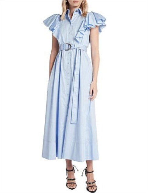 The Kindred Frill Sleeve Midi Dress | Sky Blue