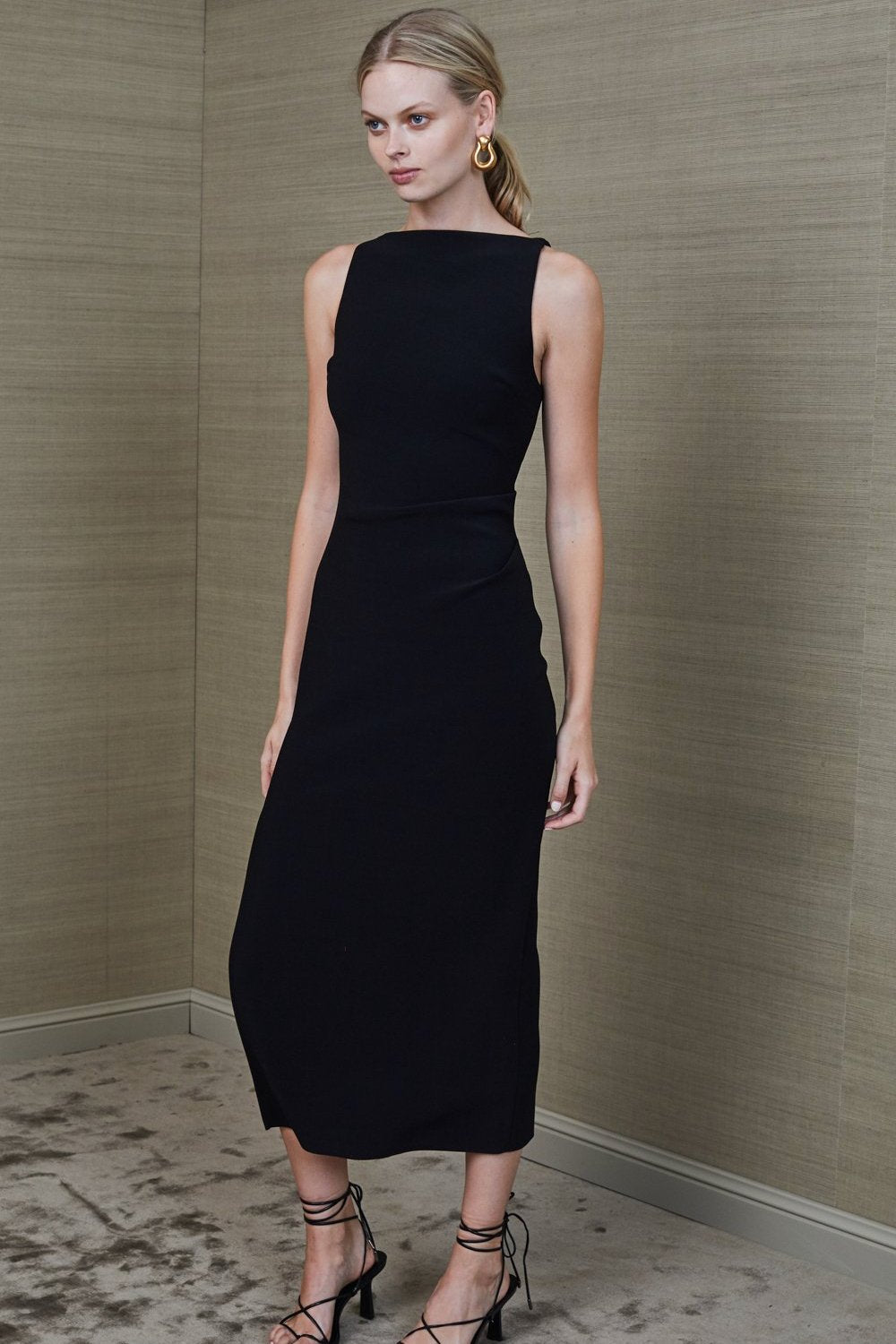Arlette Tuck Midi Dress | Black