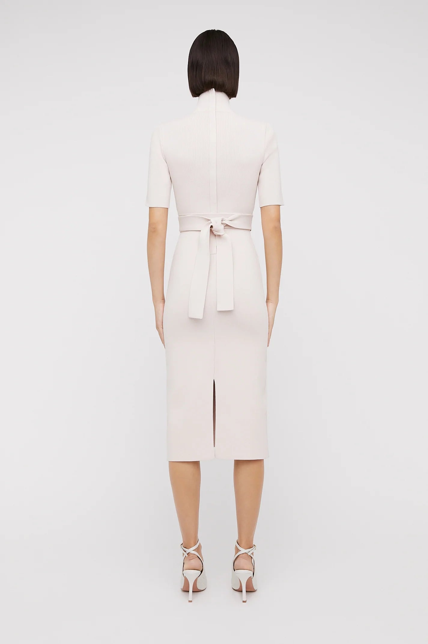 Crepe Knit S/Slv Polo Dress | Ice Pink dresshireaustralia Crepe Knit S/Slv Polo Dress | Ice Pink dresshireaustralia