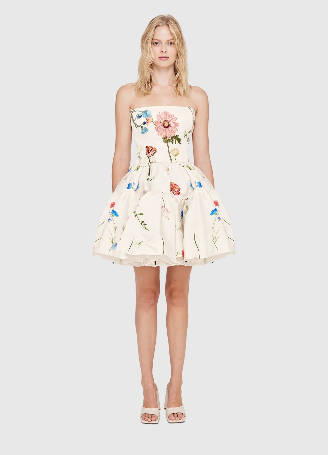 The Fields Embroidered Bustier Mini Dress | Floral White