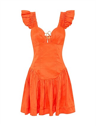 Simone Frill Sleeve Mini Dress | Orange