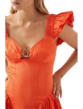 Simone Frill Sleeve Mini Dress | Orange