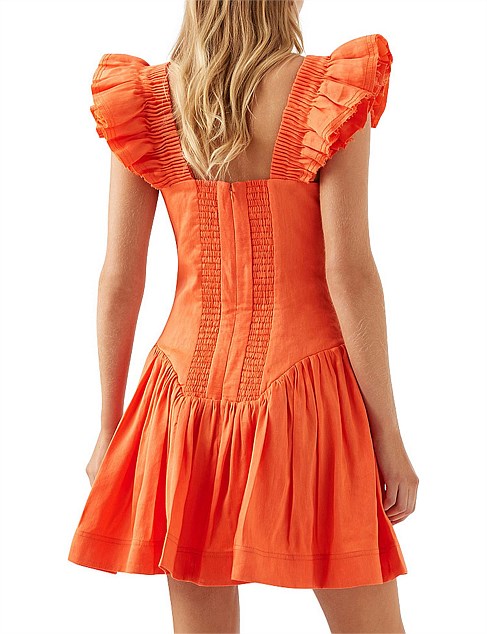 Simone Frill Sleeve Mini Dress | Orange