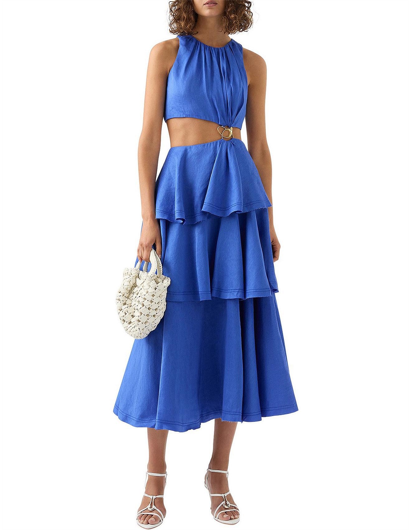 Wave Cut Out Ring Midi Dress | Marine Blue