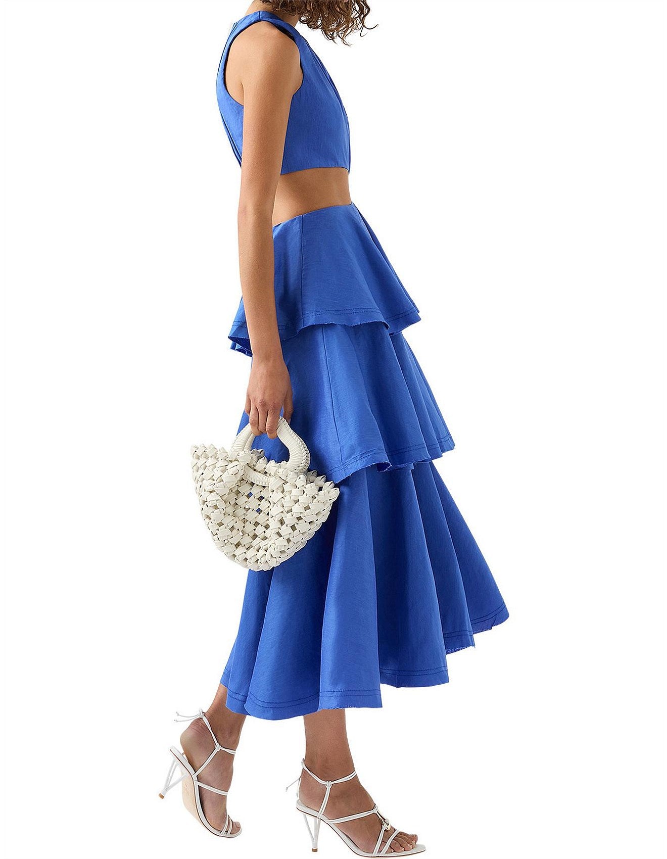 Wave Cut Out Ring Midi Dress | Marine Blue