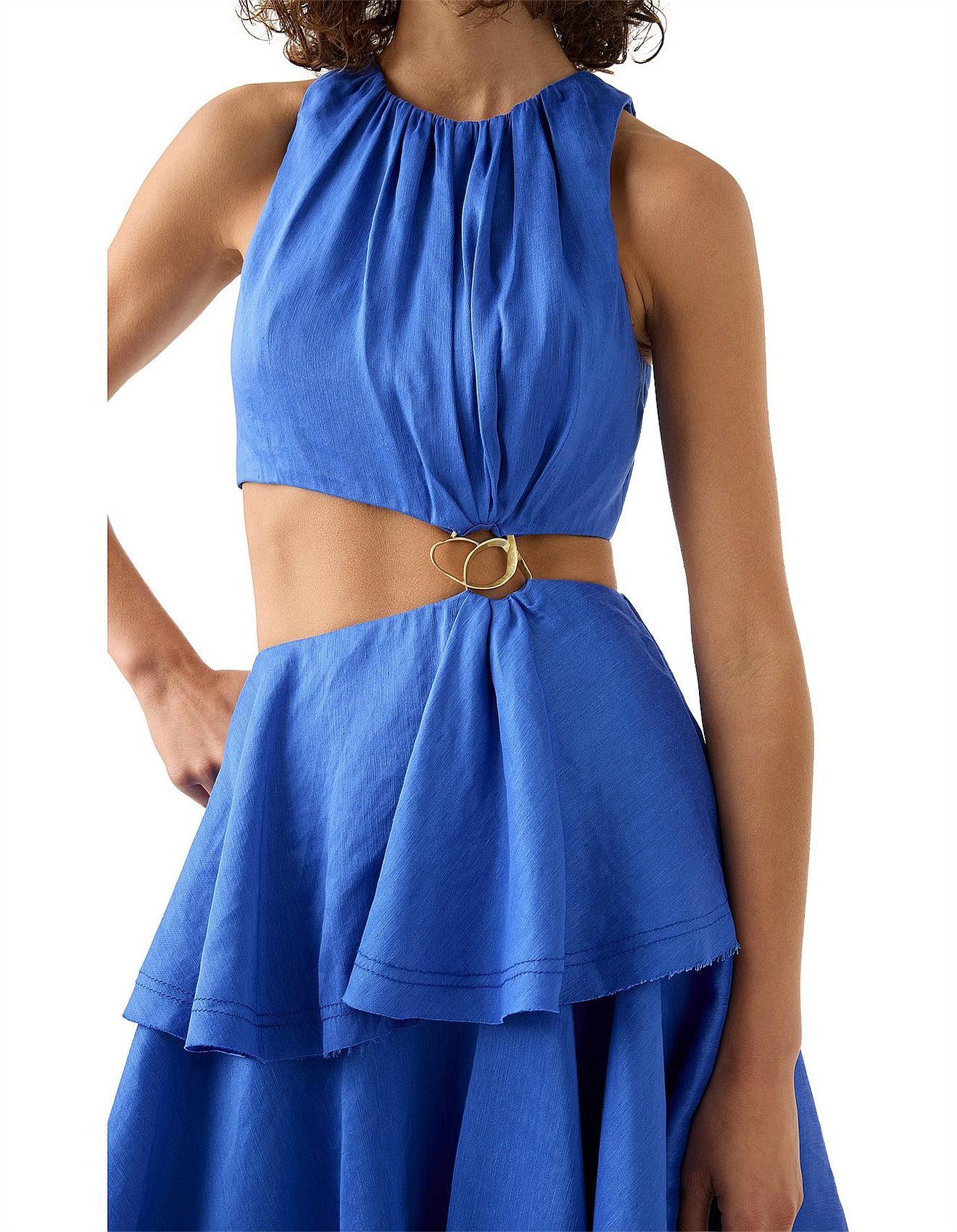 Wave Cut Out Ring Midi Dress | Marine Blue